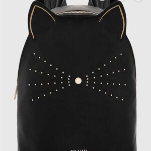 Ted Baker Black Cat-Ear Stud Backpack with Gold Accents